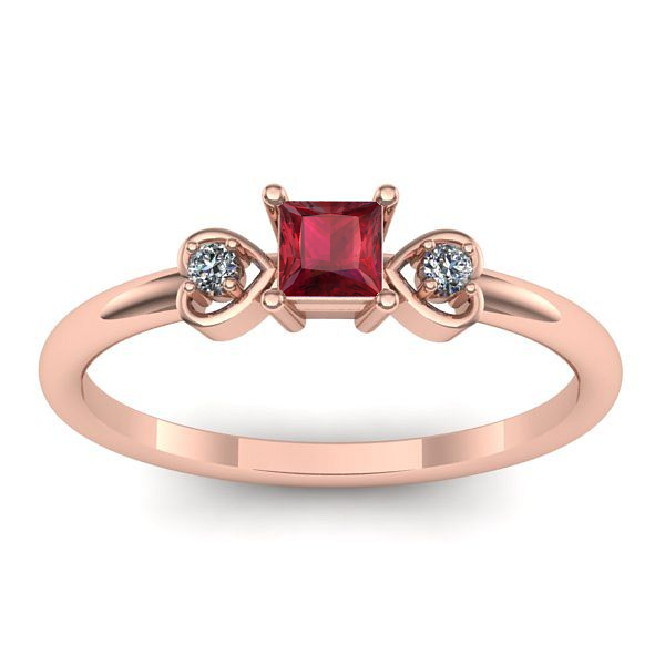 Inel logodna cu rubin patrat