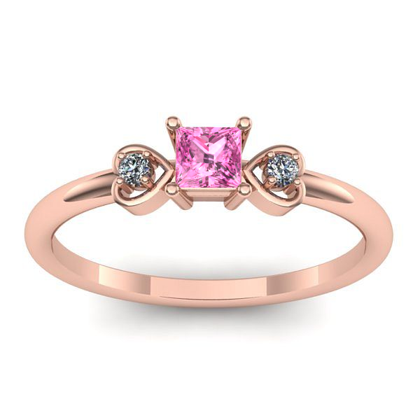 Inel logodna cu safir roz patrat