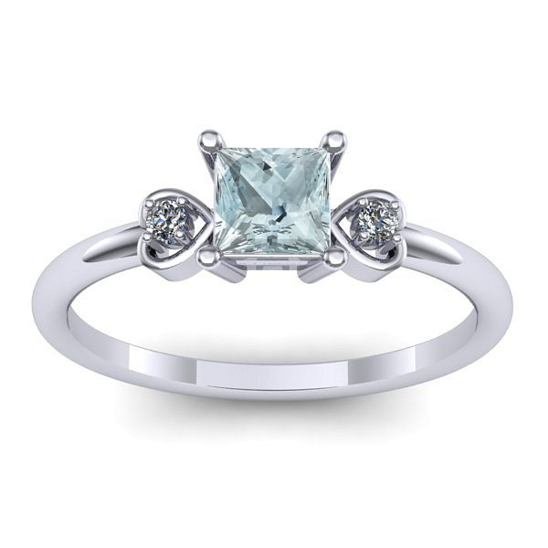 Inel de logodna cu aquamarin patrat