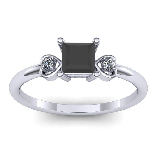 Inel cu diamant negru patrat