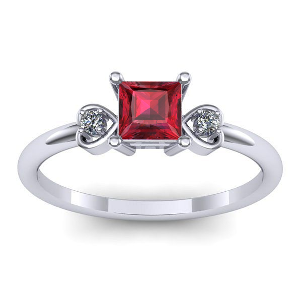 Inel cu rubin patrat