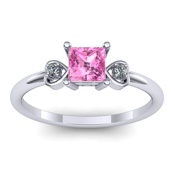 Inel cu safir roz patrat