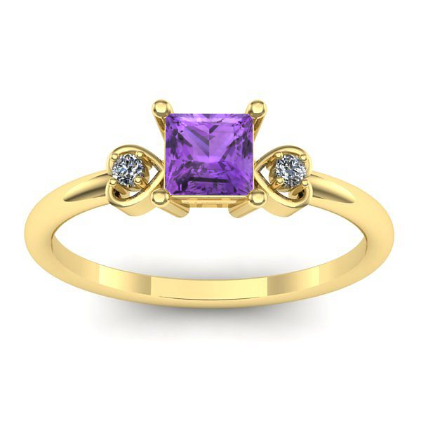 Inel de logodna cu ametist patrat