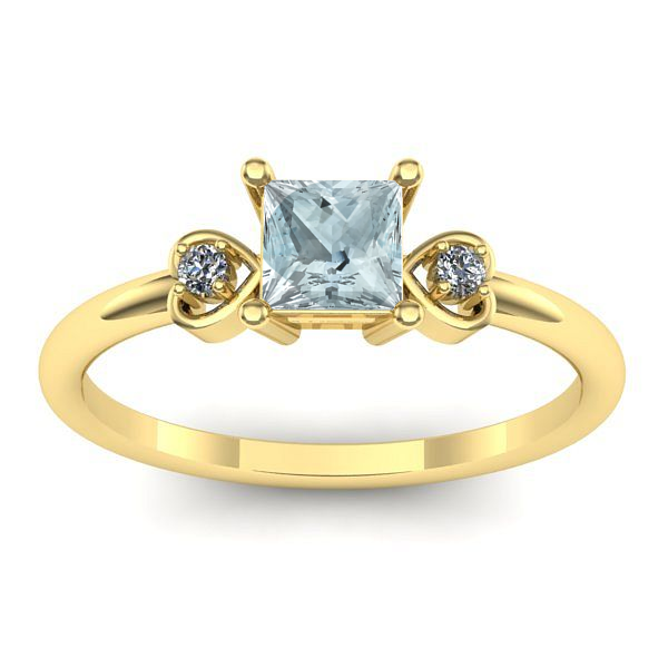 Inel de logodna cu aquamarin patrat