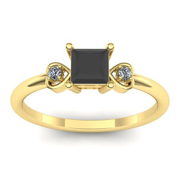 Inel de logodna cu diamant negru patrat