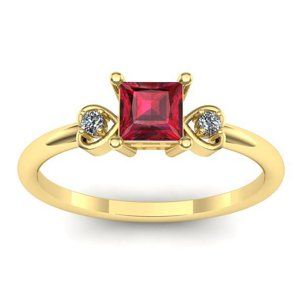 Inel cu rubin patrat