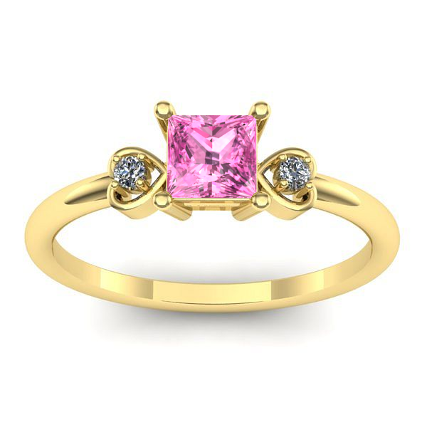 Inel cu safir roz patrat