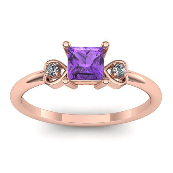 Inel logodna cu ametist patrat