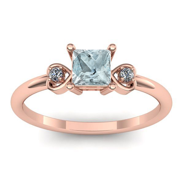 Inel de logodna cu aquamarin patrat