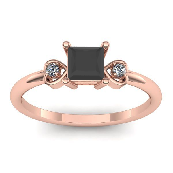 Inel cu diamant negru patrat