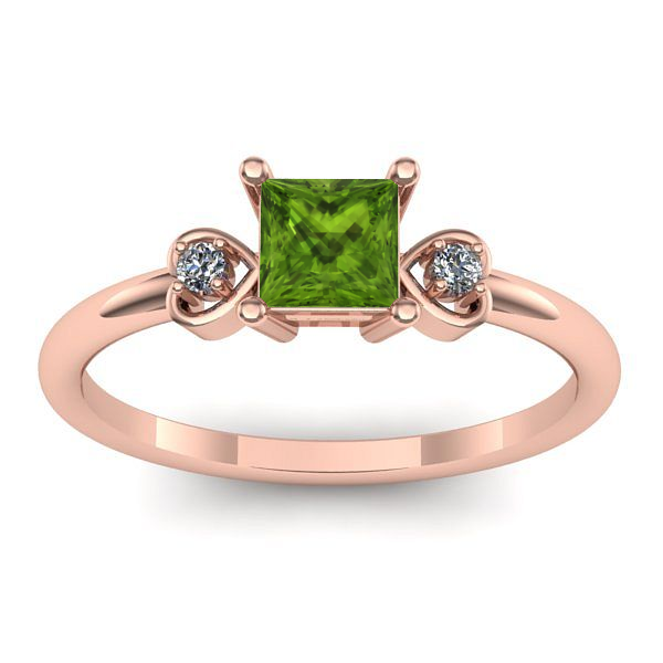 Inel de logodna cu peridot patrat