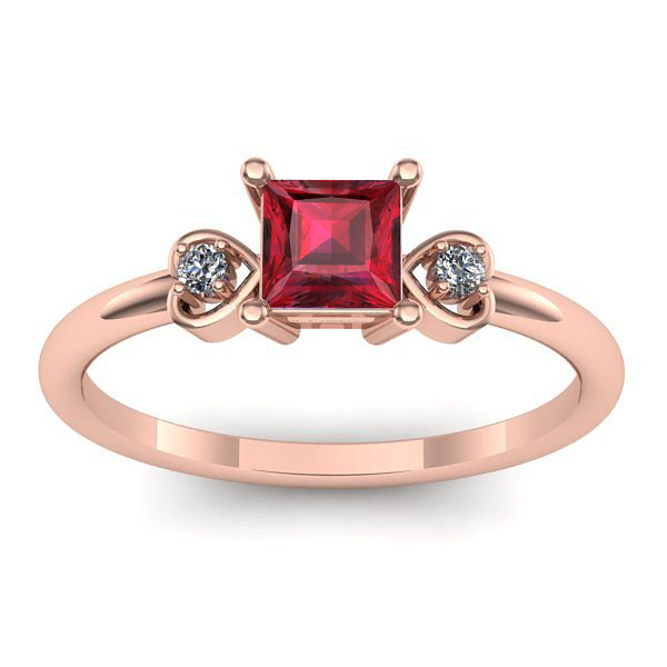 Inel de logodna cu rubin patrat