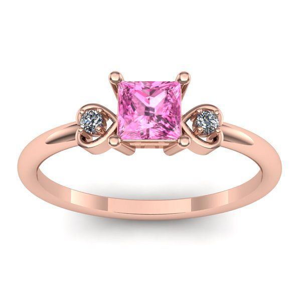 Inel cu safir roz patrat