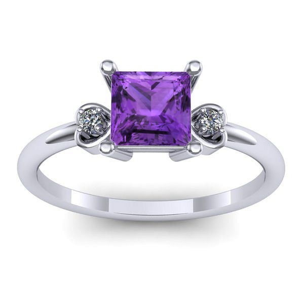 Inel logodna cu ametist patrat