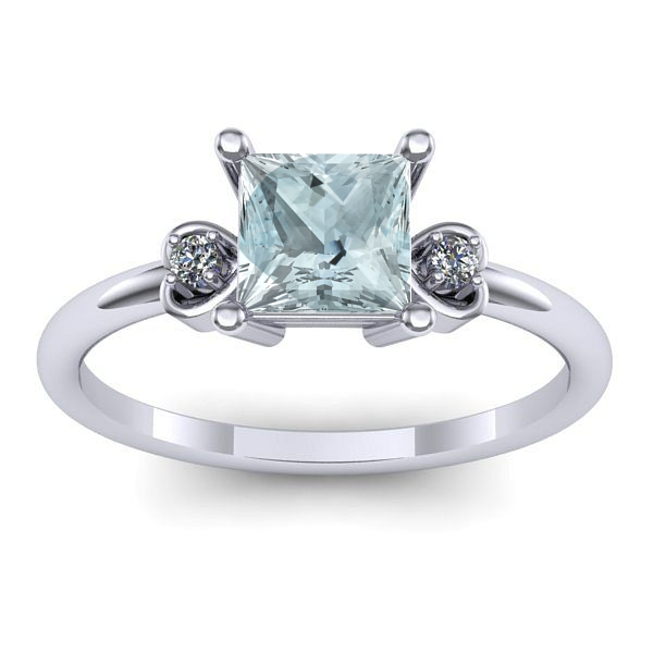 Inel de logodna cu aquamarin patrat