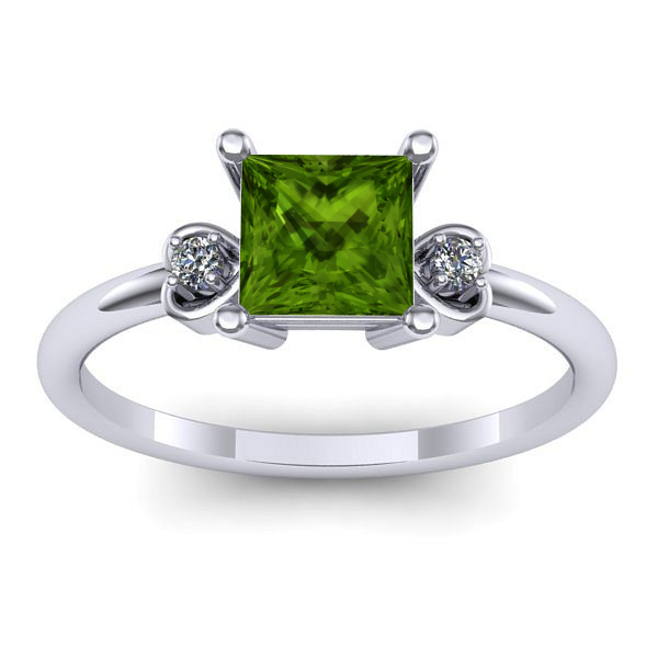 Inel de logodna cu peridot patrat