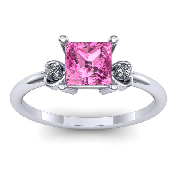 Inel cu safir roz patrat