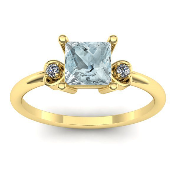 Inel logodna cu aquamarin patrat