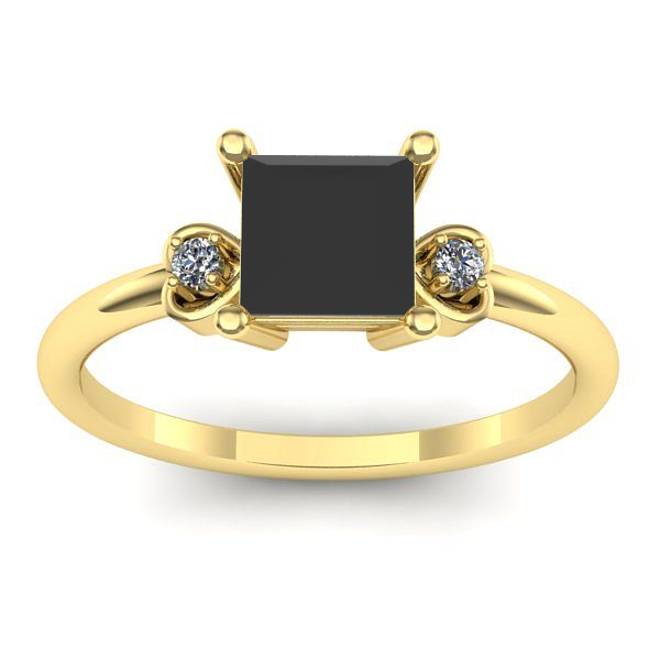 Inel cu diamant negru patrat