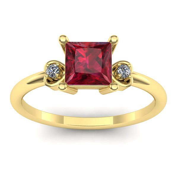Inel de logodna cu rubin patrat