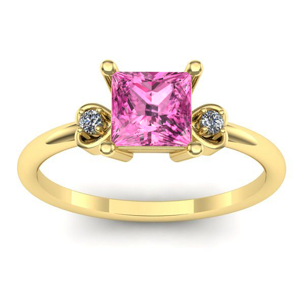 Inel logodna cu safir roz patrat