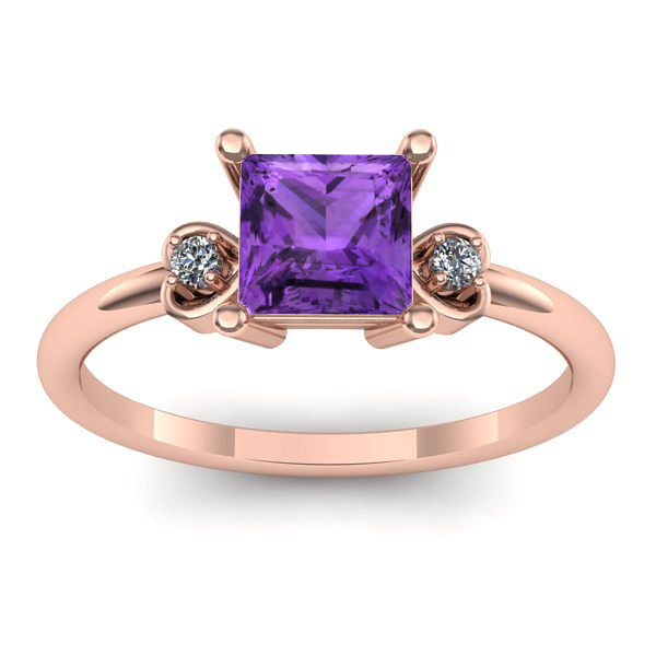 Inel cu ametist patrat