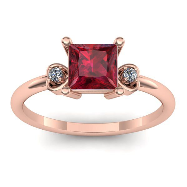 Inel logodna cu rubin patrat