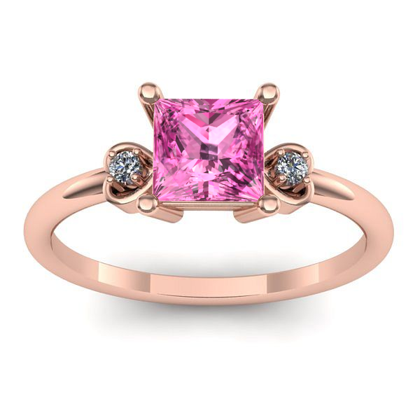 Inel cu safir roz patrat