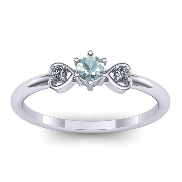 Inel logodna cu aquamarin rotund