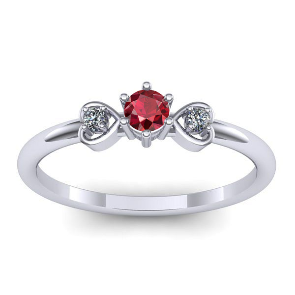 Inel logodna cu rubin rotund