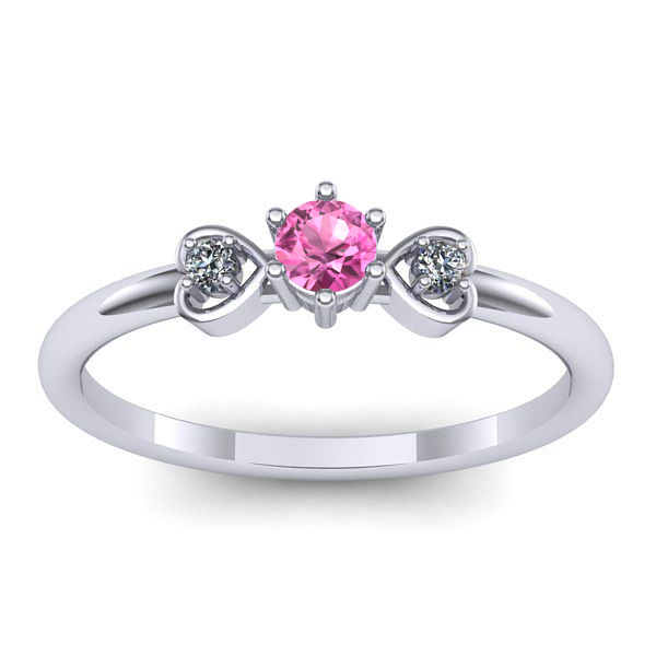 Inel logodna cu safir roz rotund