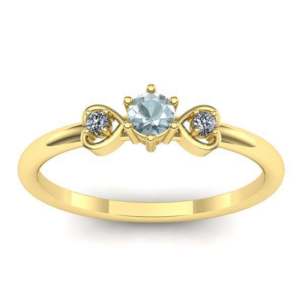 Inel cu aquamarin rotund