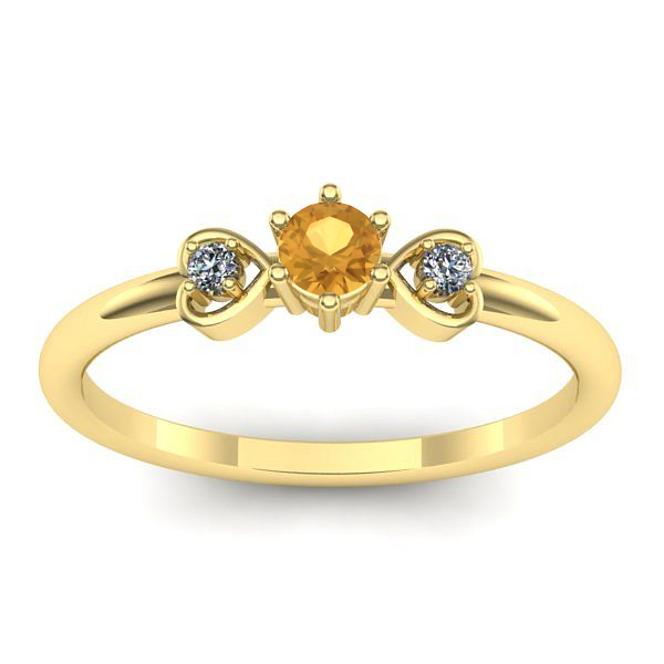 Inel cu citrin rotund