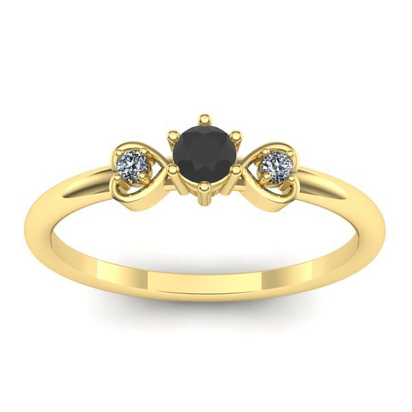 Inel logodna cu diamant negru rotund