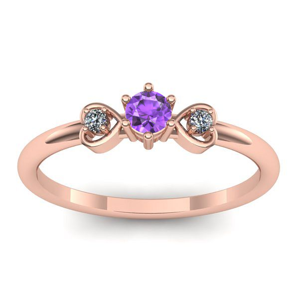 Inel logodna cu ametist rotund