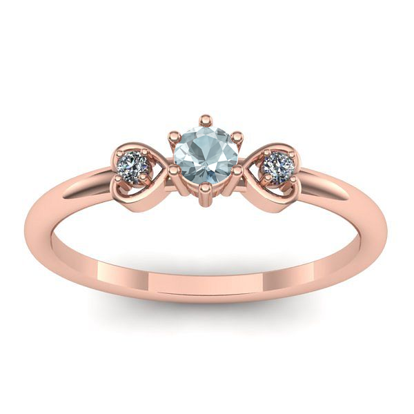 Inel logodna cu aquamarin rotund