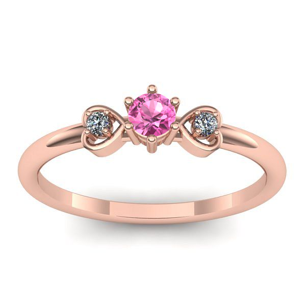Inel de logodna cu safir roz rotund