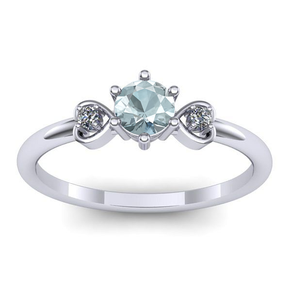 Inel de logodna cu aquamarin rotund