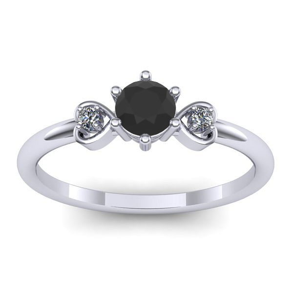 Inel de logodna cu diamant negru rotund