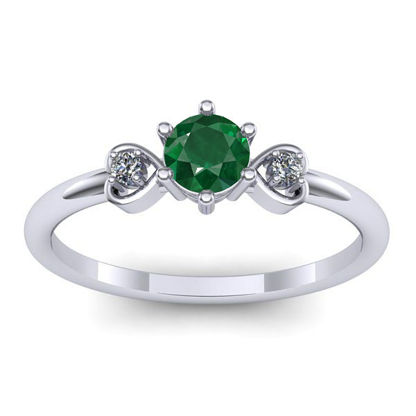 Inel de logodna cu smarald rotund