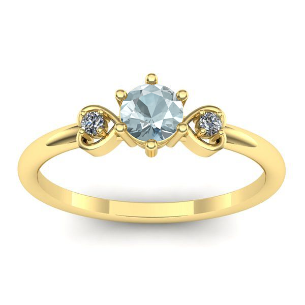 Inel de logodna cu aquamarin rotund