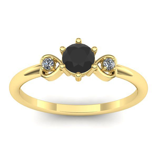 Inel cu diamant negru rotund