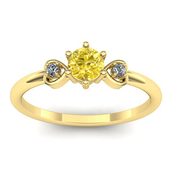 Inel cu safir galben rotund