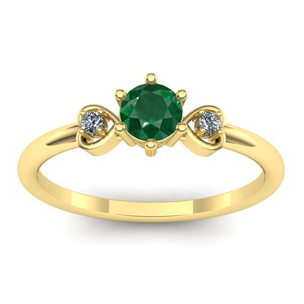 Inel logodna cu smarald rotund