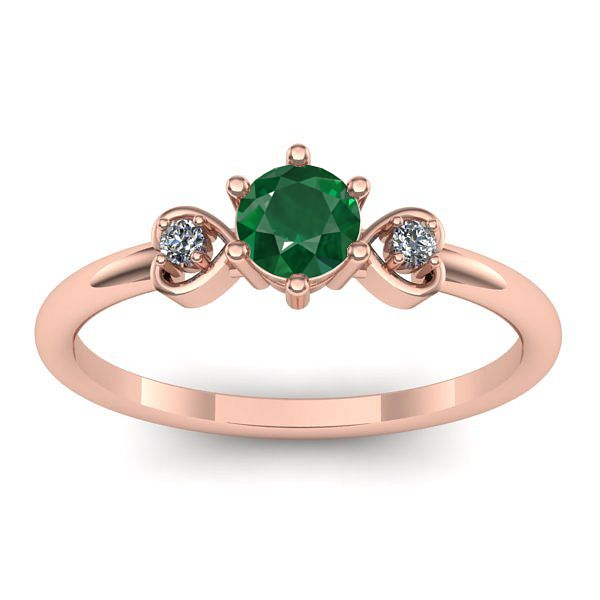 Inel logodna cu smarald rotund