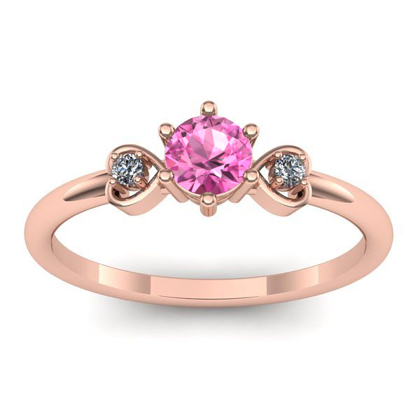 Inel cu safir roz rotund