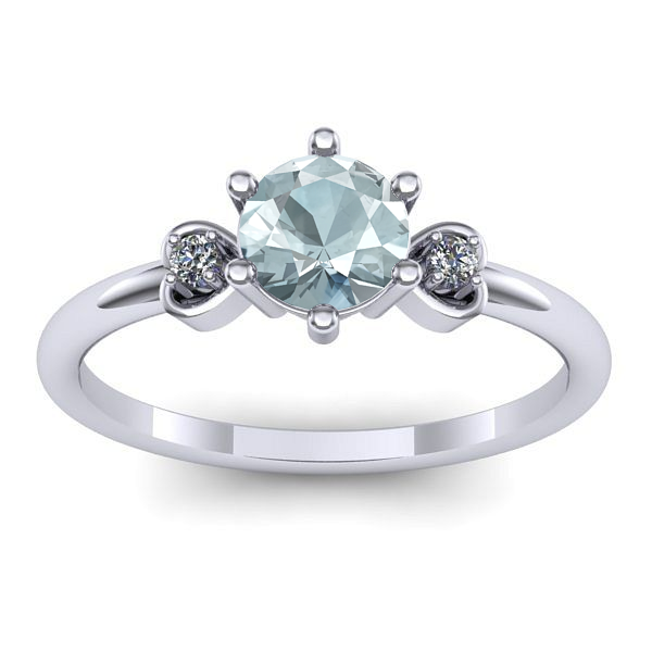Inel de logodna cu aquamarin rotund