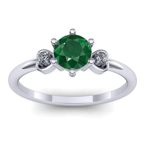 Inel logodna cu smarald rotund