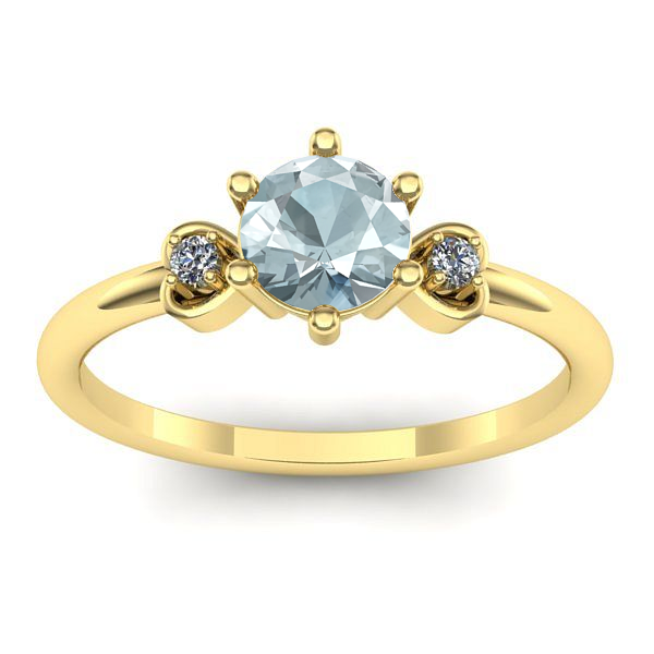 Inel cu aquamarin rotund