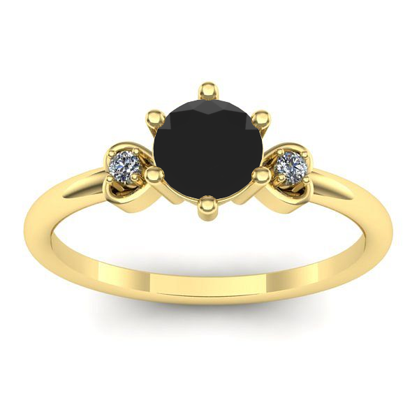 Inel cu diamant negru rotund